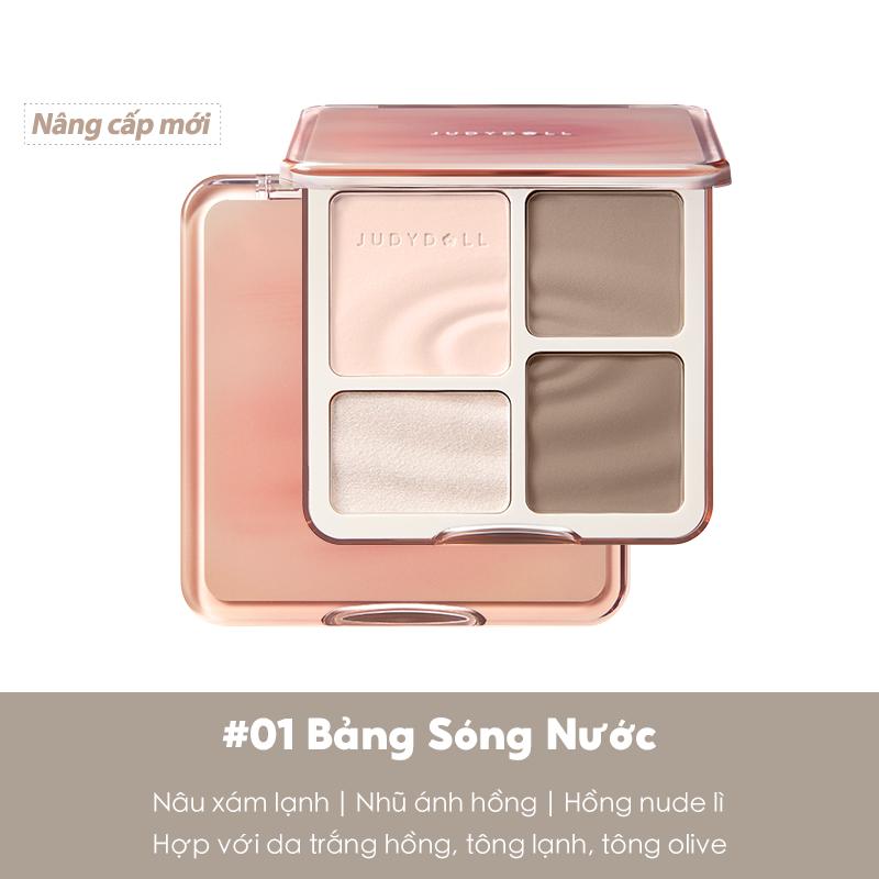 [NEW VERSION] [Phiên bản nâng cấp] [KOL] JUDYDOLL Bảng phấn tạo khối bắt sáng 4 màu Highlight Contour Palette Mềm mịn Tự nhiên Lâu trôi 9g