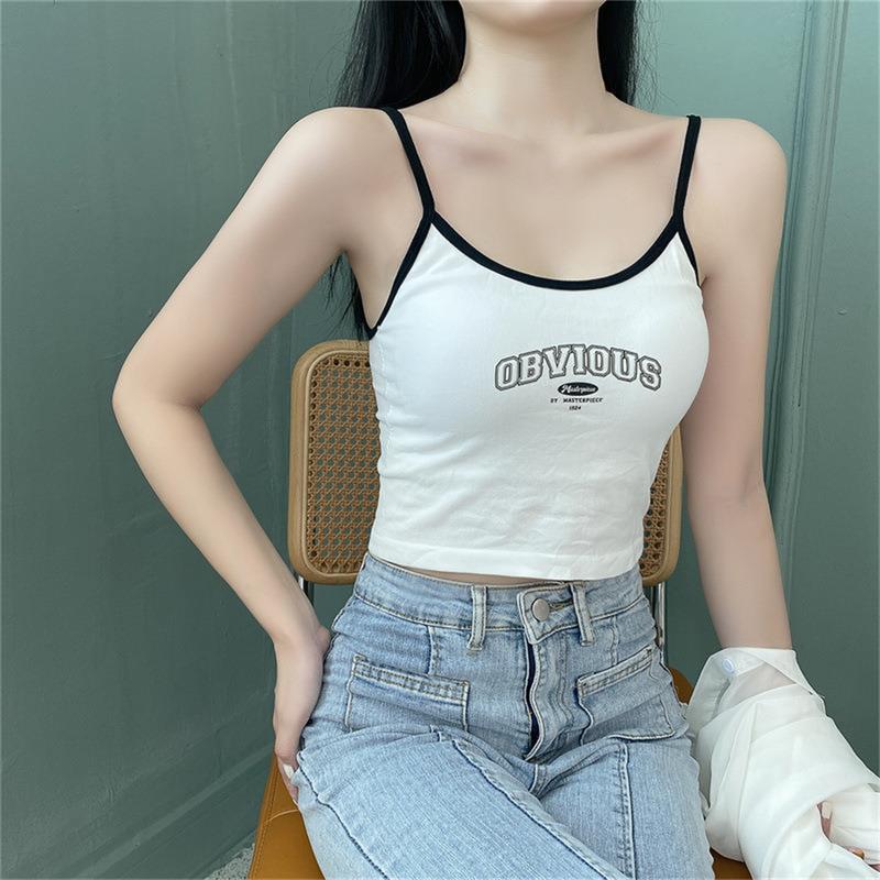 Product Introduction of Y2K Hot Girl Camisole With Chest Pad American Style Retro Cropped Top Vest Tank Top Womenswear Summer Women's Tops Sling 26