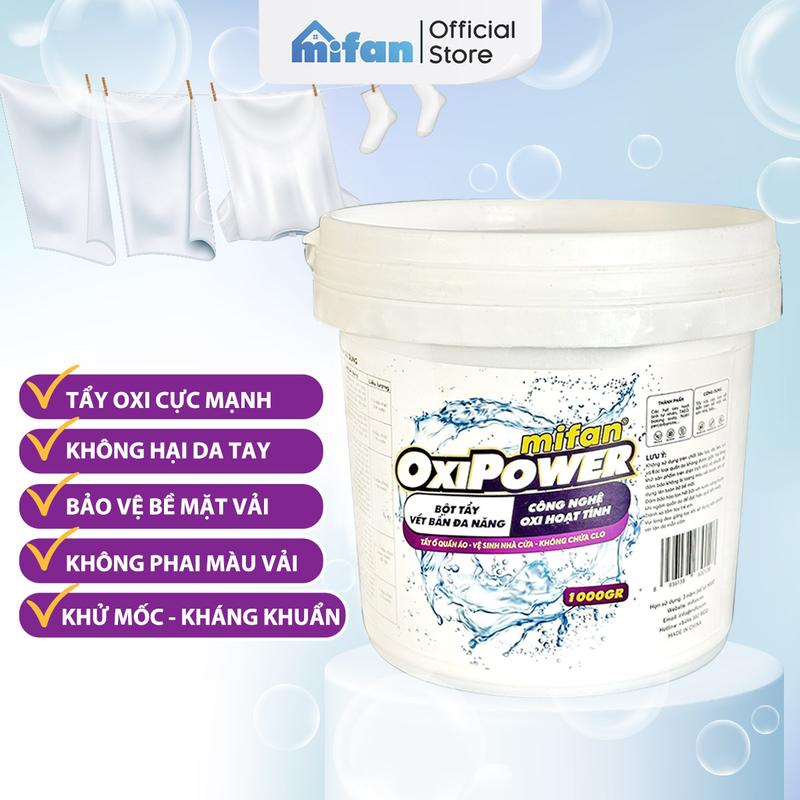 Bột Tẩy Trắng Quần Áo Đa Năng Mifan OxiPower - Tẩy trắng công nghệ oxy hoạt tính làm sáng quần áo bị ố vàng làm sạch vết bẩn cứng đầu khó giặt