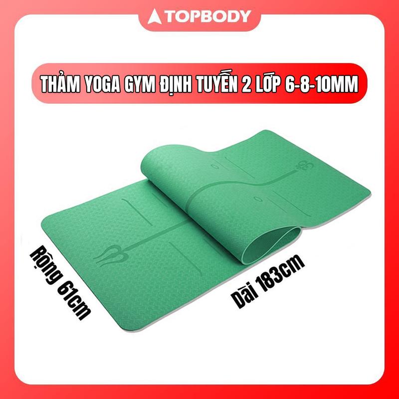 Thảm Tập Yoga Sport Tại Nhà 2 Lớp Định Tuyến Cao Cấp Dày 6-8-10mm Cao Su Gym Tập Gym