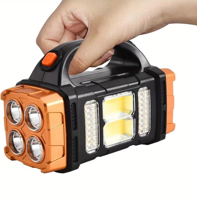Multifunctional Outdoor LED Solar Flashlight, 1 Count Portable Rechargeable Flashlight For Camping, Hiking, Fishing, Emergency 8