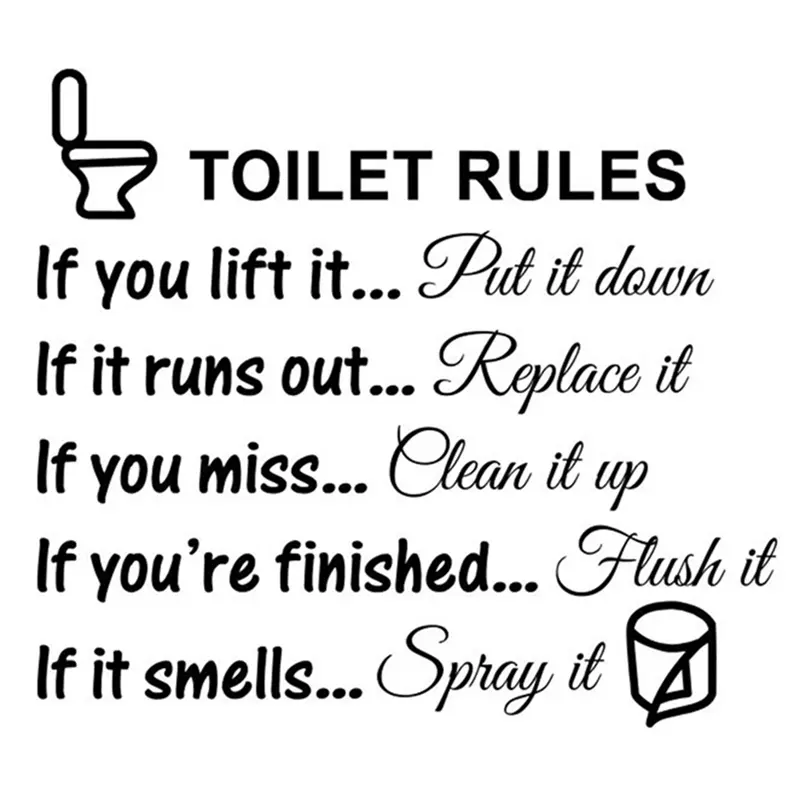 29*25cm Bathroom Toilet Black Letter Stickers European And American Proverbs Wall Stickers Decoration Ornament Decal Home Supplies