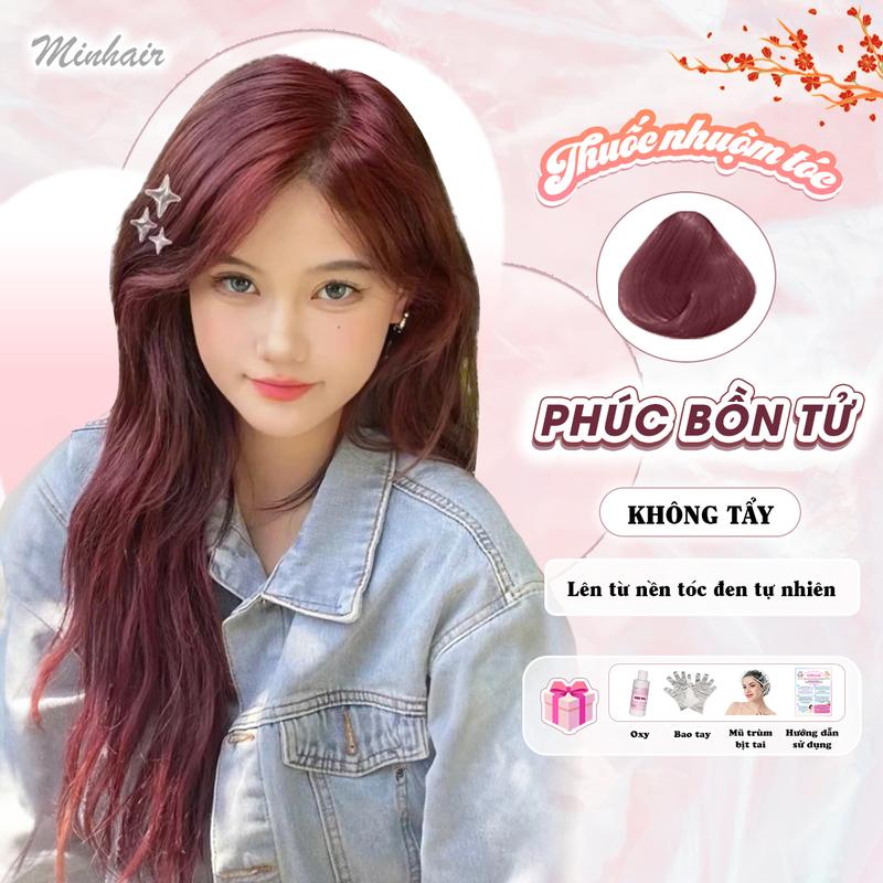 Thuốc Nhuôm tóc Phúc Bồn Tử không cần tẩy tặng kèm oxy trợ dưỡng và bao tay Minhair Nhuộm Tóc Nữ Women