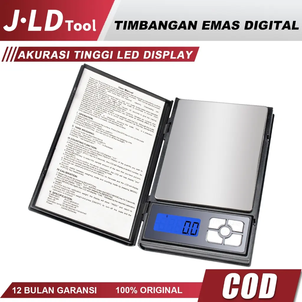 JLD Timbangan Emas Notebook Series Mini Digital 6 Units Pocket Scale Timbangan Perhiasan Original