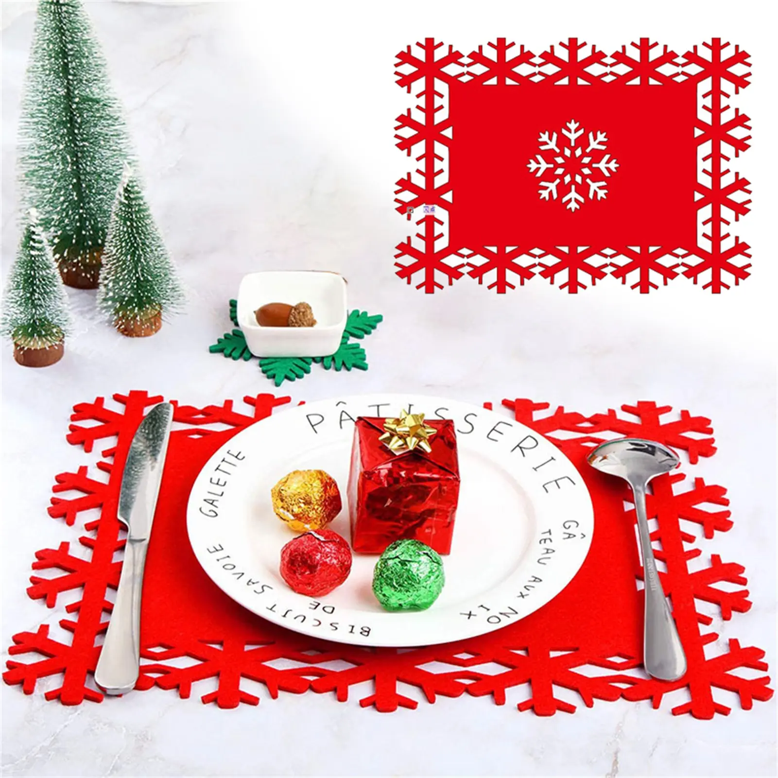 Đặt Cờ Giáng Sinh, Chủ Đề Giáng Sinh, Chống Bỏng, Thiết Kế Khoét Lỗ Thích Hợp Cho Cốc, Bát, Đĩa Và Bộ Đồ Ăn, Thảm Bộ Đồ Ăn, Để Đồ Trang Trí Bàn Ăn Sử Dụng Hàng Ngày