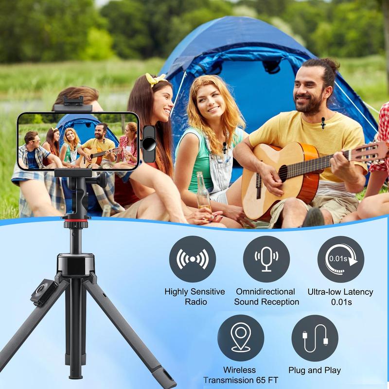 Wireless Lavalier Microphone, USB Rechargeable Microphone, Noise Canceling Microphone for Live Streaming, Voice Recording, Home Theater 4