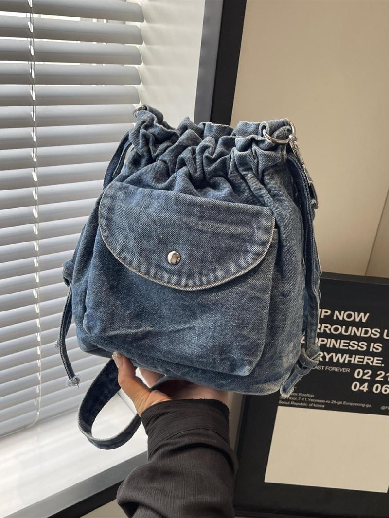Product Introduction of Women's Denim-effect Washed Crossbody Bag, Fashionable Pocket Design Shoulder Bag for Daily Used, Casual Trendy Versatile High-quality Daily Commuting Bag, Purse 2