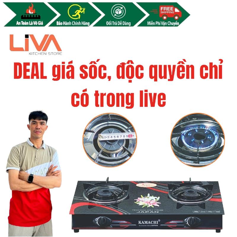 Bếp Ga đôi kamachi M1 lửa xanh như hình . mâm inox . rẻ . bền hơn Bếp Từ