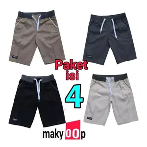 Celana Chinos isi 4 pcs celana pendek Kain Karet Katun Melar Panjang Santai Twill