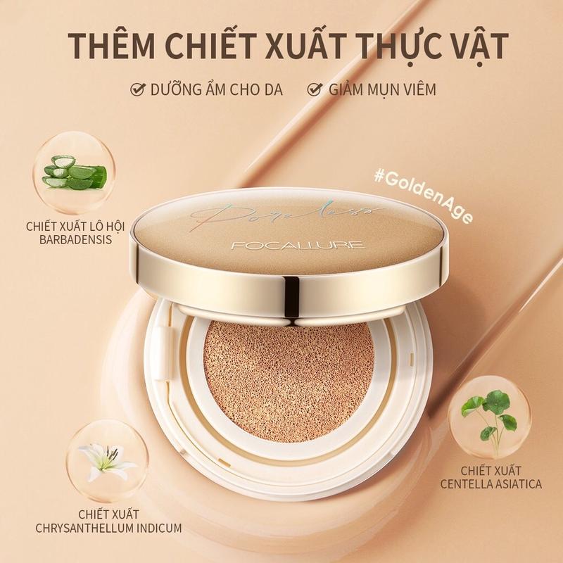 Phấn nước Focallure BB Cushion Golden Age che phủ hoàn hảo làm mờ lỗ chân lông chống nước kết cấu mỏng nhẹ 12g 0