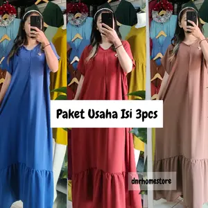 Paket Usaha isi 3pcs daster long ruffle Busui Panjang