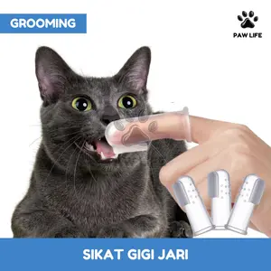 PL Sikat Gigi Jari Hewan Kucing Silikon Pembersih Grooming