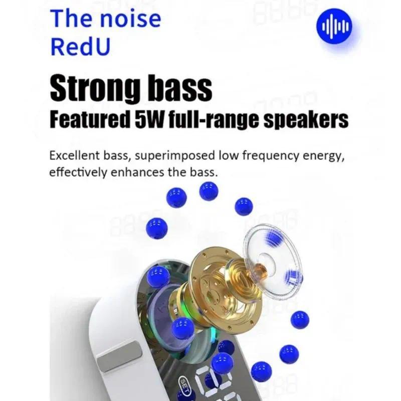 Product Introduction of Mini Wireless Bluetooth Speaker LED Plastic  Alarm Clock Multifunctional Stereo Speaker  Smartphone TF Card FM Colorful Lighting  Portable Small Alarm Clock Audio 9