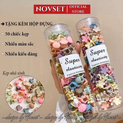 Hộp 100 kẹp tóc càng cua mini NOVSET set 100 kẹp tóc mái nhiều màu phong cách hàn quốc [MÃ B202 ]