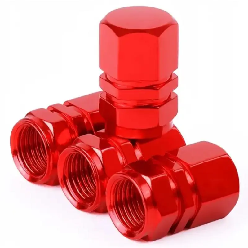 Car Tire Valve Caps, 4 Counts Universal Aluminum Alloy Tires Valves, Portable Dust Proof Tire Valves Suitable for Cars, Bicycles & Motorcycles, Car Stuff