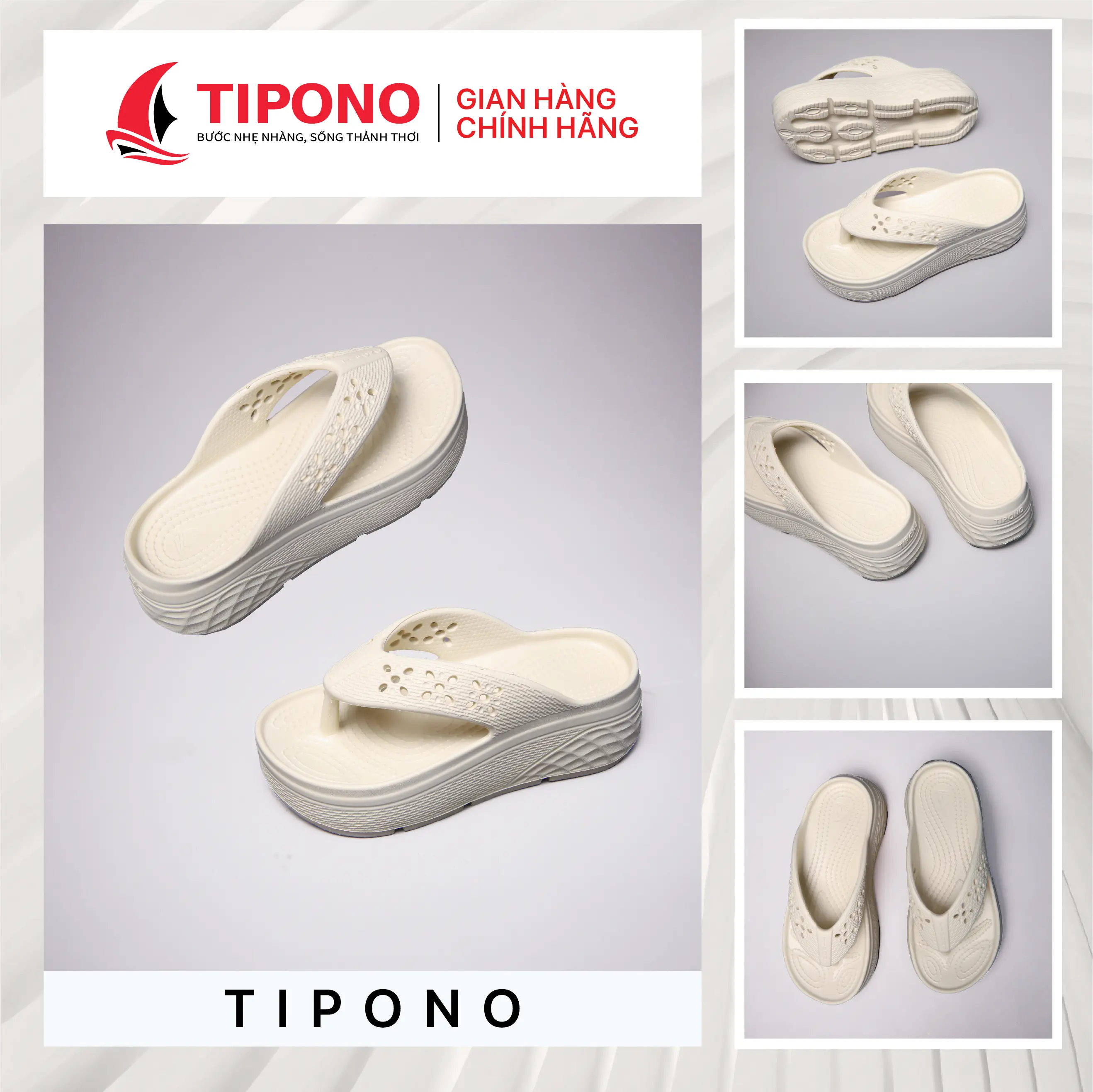 Dép Xỏ Ngón TIPONO Nữ Đế Dày Tăng Chiều Cao, dép đi biển Đúc Nguyên Khối Chống Trơn Trượt  DéP LM82 động  shoes