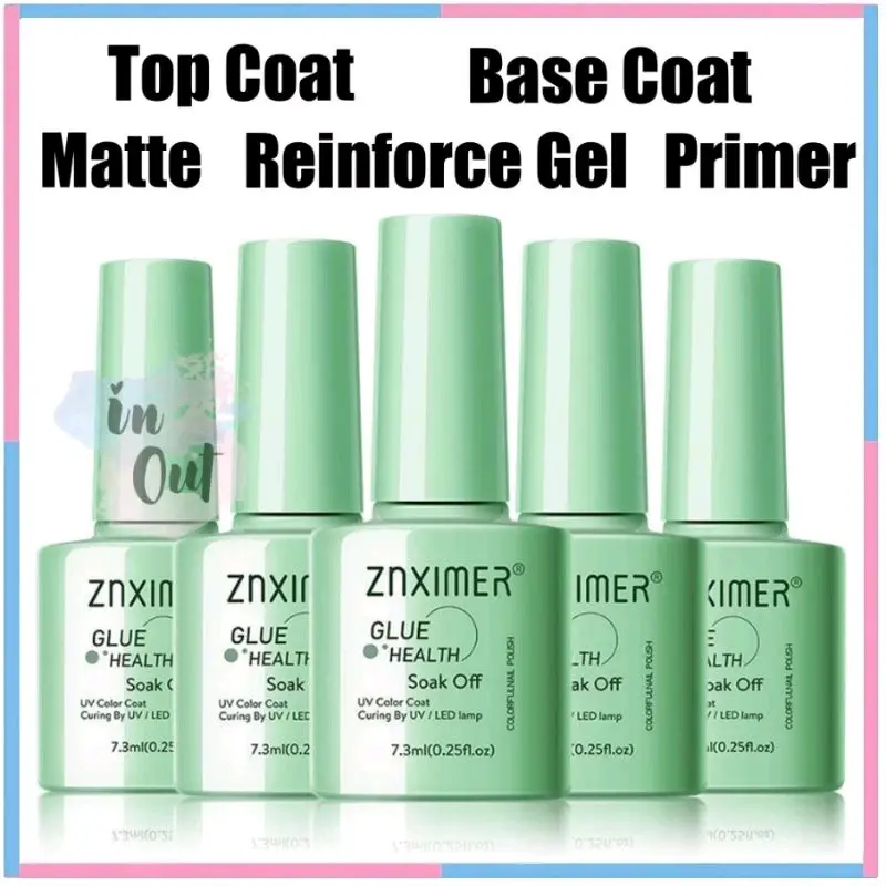 ZNXIMER Top Coat Base Coat Reinforce Gel Matte Primer cat kuku 7.3ml kutek kuku UV Nail Pontianak
