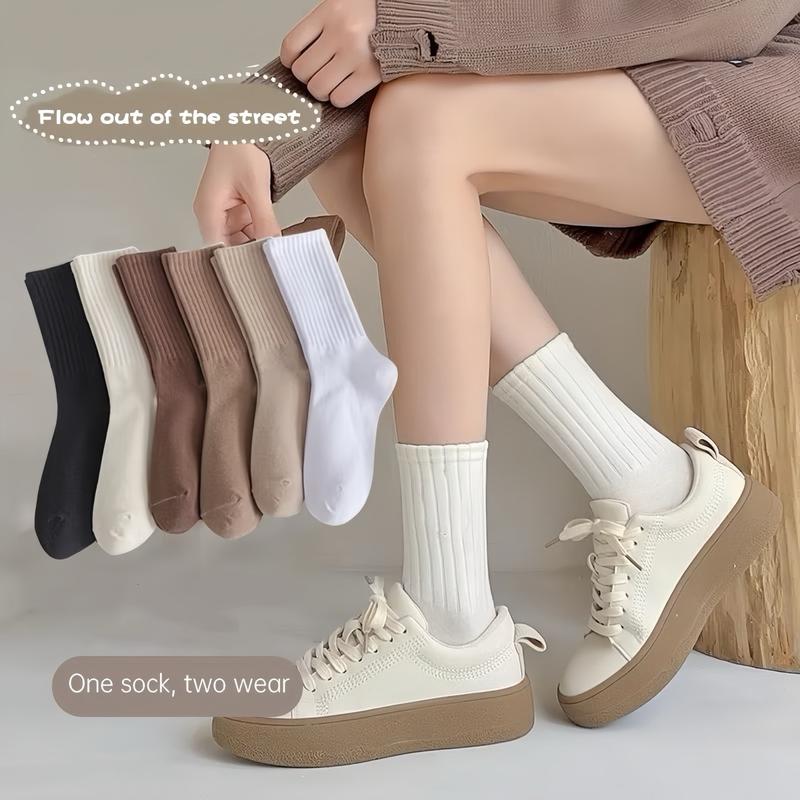 Tất nữ Vớ cổ cao mẫu sọc gân, vớ cổ cao trơn màu chất vải co giãn 4 chiều, dày dặn thoáng khí