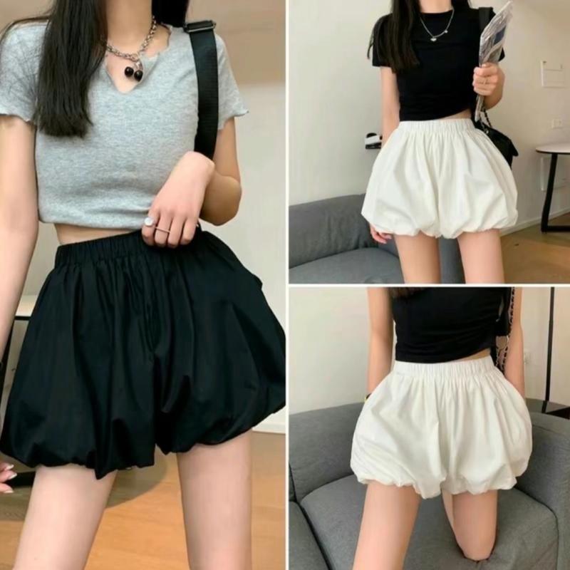 Quần Đùi Bí Nữ Dáng Phồng 2 Lớp Vải Lụa Đẹp - Freesize Từ 40-55ki - Màu Trắng Đen -Quần Bí Nữ - Mặc Siêu Xinh