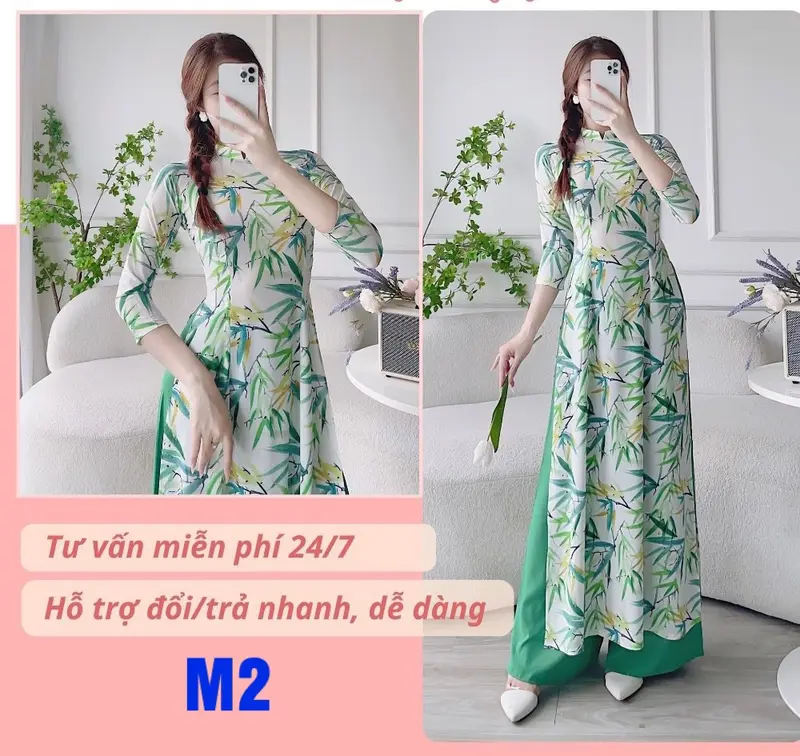Áo dài hoa nhí in 3D cao cấp_ Mã M2 Nữ Dress Women Thun 4