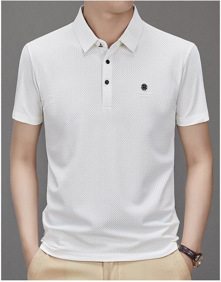Product Introduction of Men's Polo Shirt, New Collection, Wrinkle-Free Ice Silk Material, Summer Business Collar, High Elastic, Breathable, Premium Ice Feel T-Shirt 16