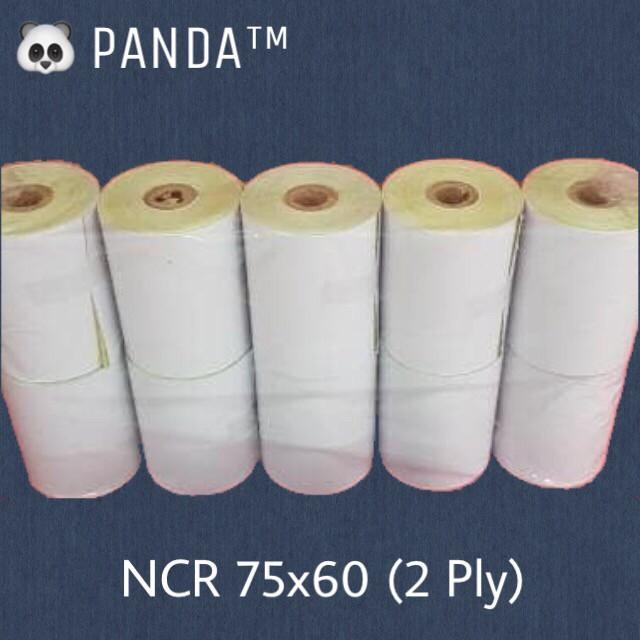 KERTAS NCR STRUK KASIR PANDA 75x60mm PAPER ROLL (2 Ply) Isi 10 Roll Stationery