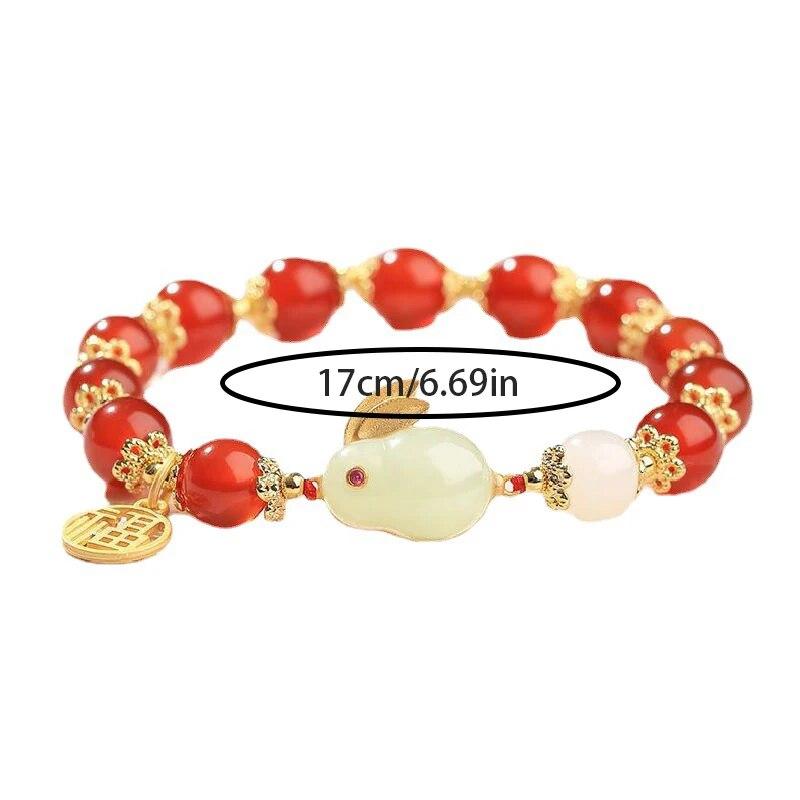Product Introduction of 1pc Huan Beauty Jade Rabbit Bracelet Girl Rich Rabbit Small Rabbit Niche Design High Appearance Level Bracelet Gift 0