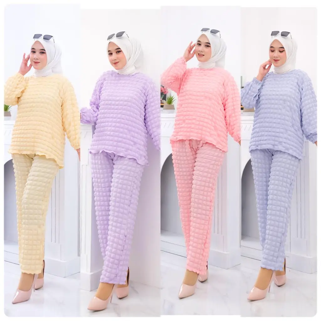 One set Bubble import BKK Lengan panjang setelan wanita kulot bangkok