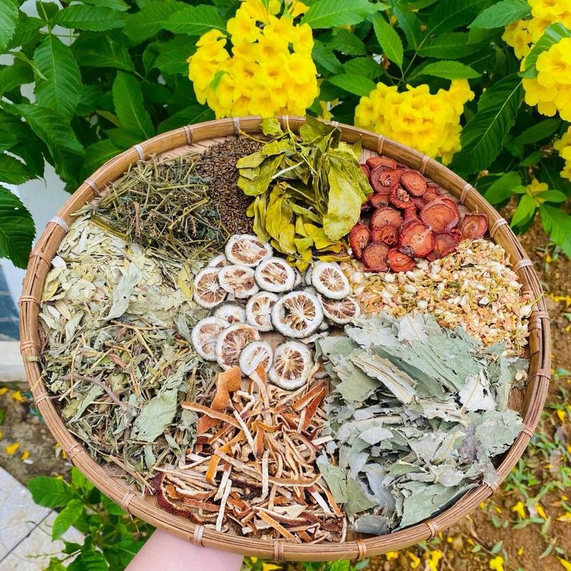 Trà lá nam 10 vị Vỏ bưởi cam non lá sen giảo cổ lam thảo quyết minh sơn tra cầm văn hoa nhài phan tả diệp cỏ ngọt... 15 gói dùng 30 ngày {CẢI TIẾN MẪU MỚI CÓ TEM}