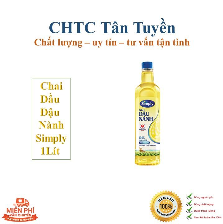 Dầu đậu nành Simply 1 lít, tinh chế hiện đại, giàu Omega-3, Omega-6 & Omega-9, tốt cho tim mạch 1