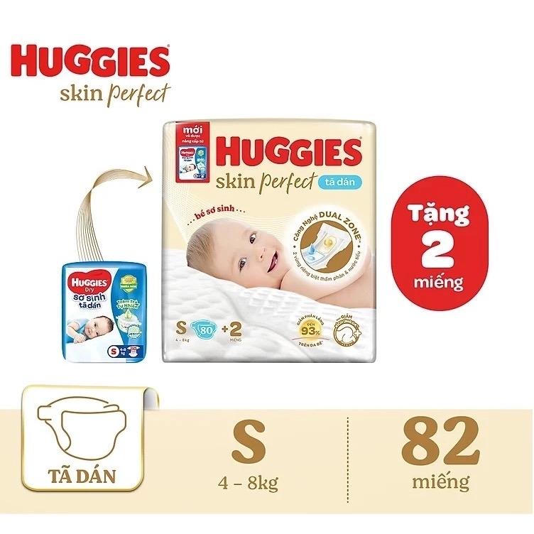 Tã dán Huggies size S80+2 Bỉm Quần Em bé Kem bỉm cho bé yêu - Nhộng Chũn việt