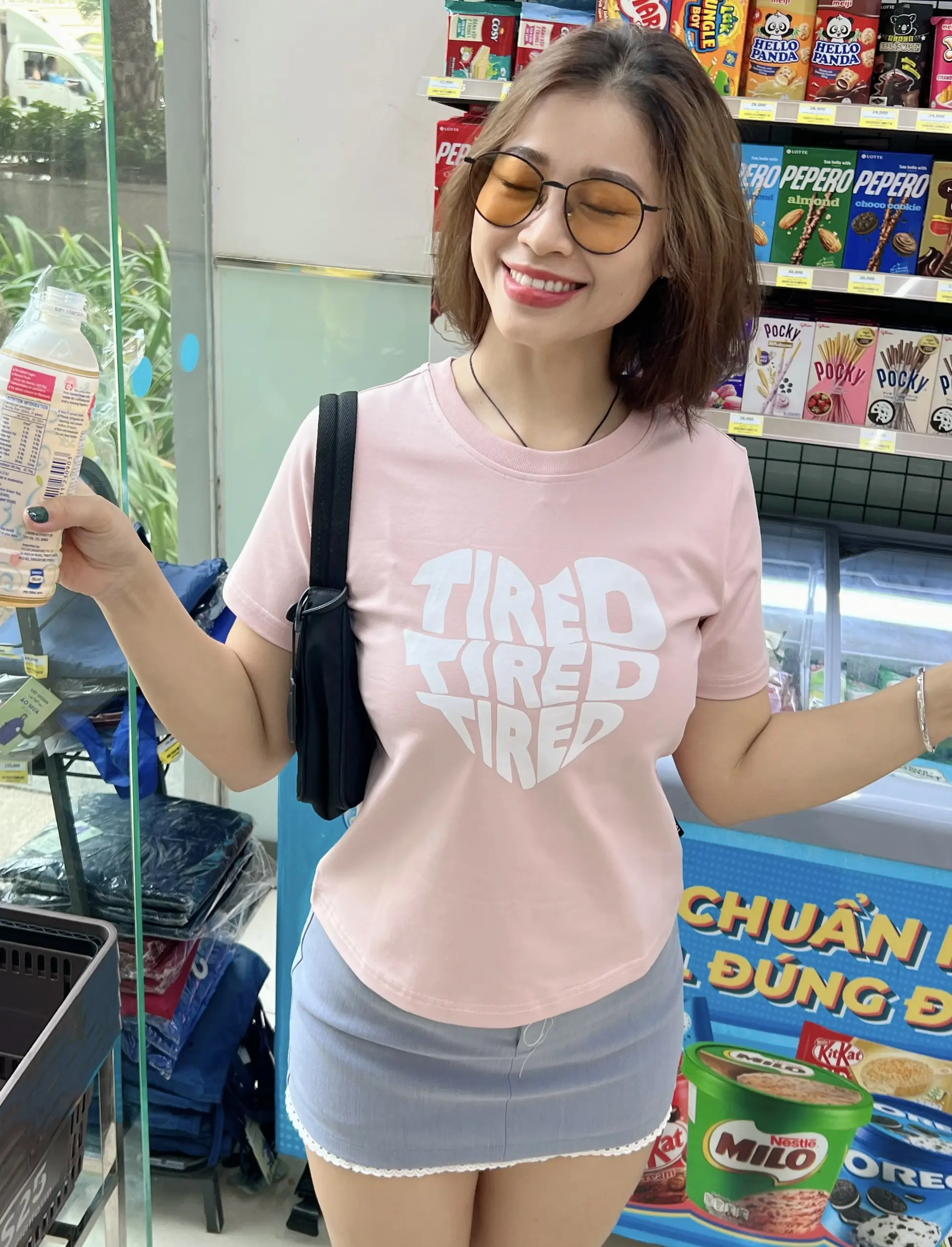 YU CHERRY | Áo thun Baby Tee nữ cotton 4 chiều tay ngắn Tired Heart Babytee YP008