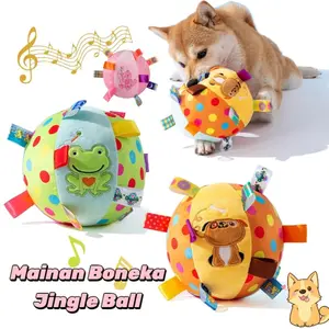 Mainan Boneka Jingle Ball Anjing /  Bola Mewah Tumbuh Gigi Yang Tahan Gigitan Yang Memakan Energi/Mainan Anjing Pet Squeaky Toy/Anjing Interactive Pet Toy cat  toys  cats