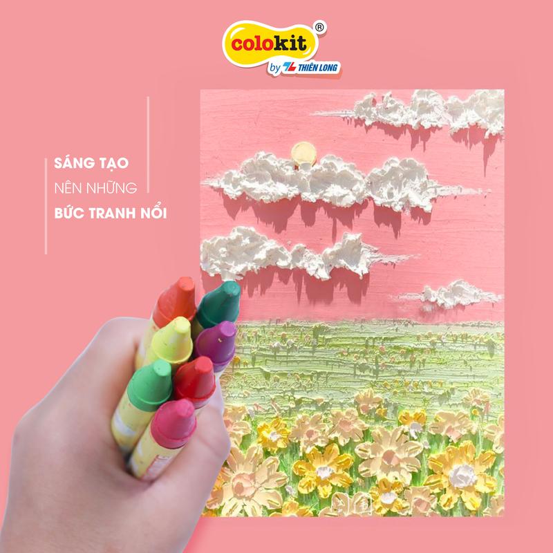  Bút sáp đa năng 12 màu rửa được Colo Art Thiên Long Colokit - Vừa là sáp màu - Vừa là màu nước - Tiêu chuẩn châu Âu - WSO-C001 