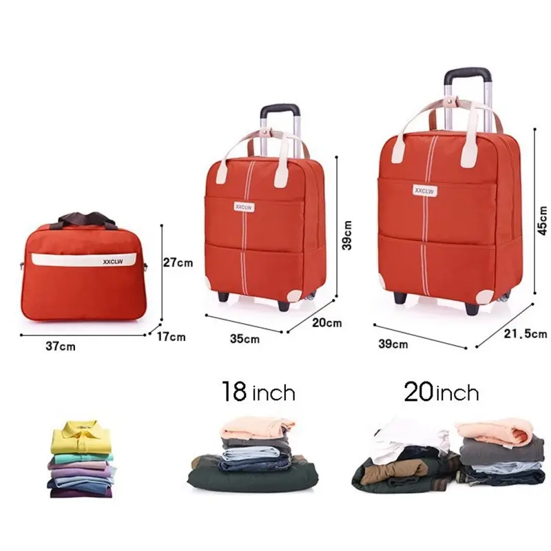 Vali du lịch 20inch CÓ BÁNH XE TAY KÉO  tặng kèm túi xách XXCLW - vali kéo 20inch Kem 6