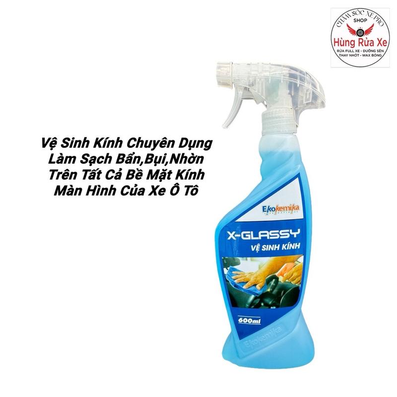 X-Glassy Ekokemika Dung Dịch Nước Rửa Kính Ô tô Chuyên Dụng,Làm Sạch Vết Bẩn,Vết Nhờn,Dầu Mỡ Trên Kính Dung Tích 600ml Tẩy Rửa