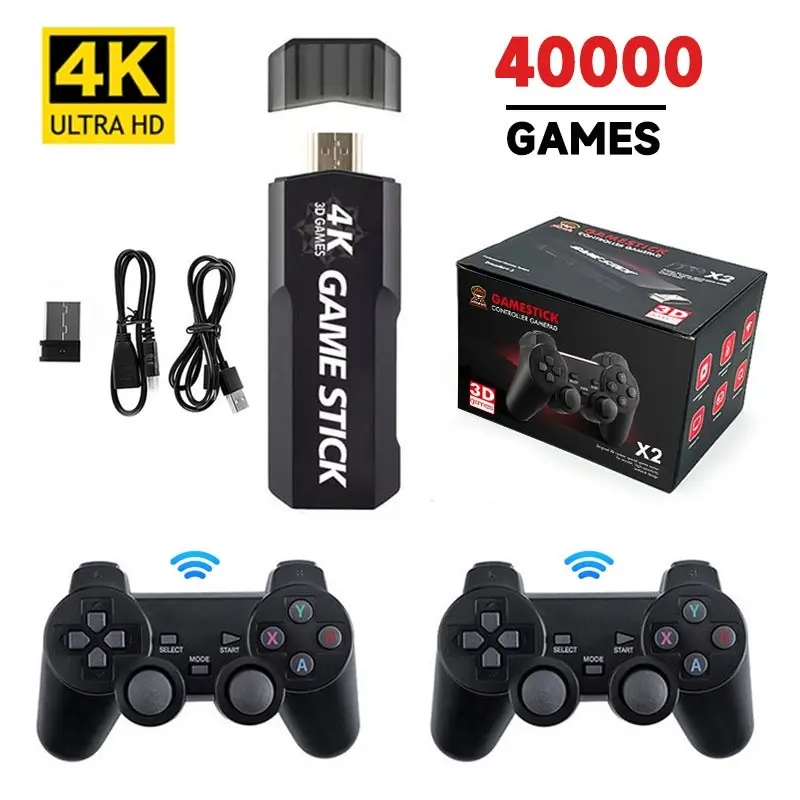 4K Game Stick Gen 2 30000 40000 Games Gamepad Console generasi kedua Video box retro Jadul ctr we dual berdua wireless hadiah anak lelaki ulang tahun birthday 1