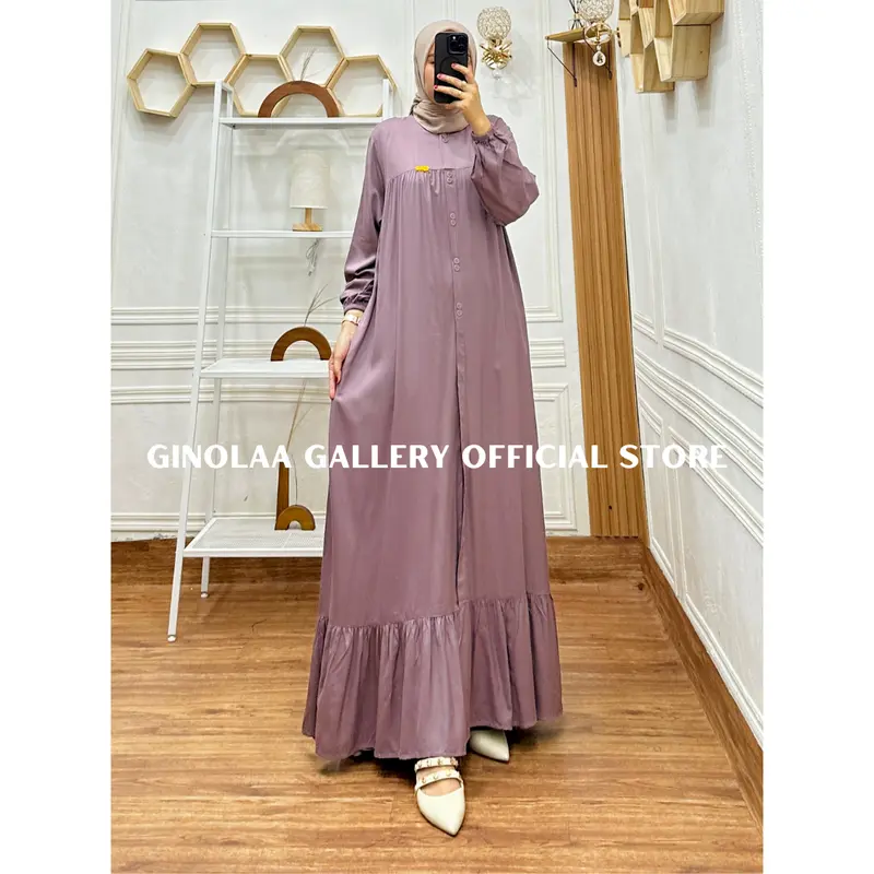 GAMIS TERBARU | BAHAN RAYON TWILL PREMIUM | GERANIUM DRESS Muslim Dewasa Crinkle Wanita Lebaran Remaja 3