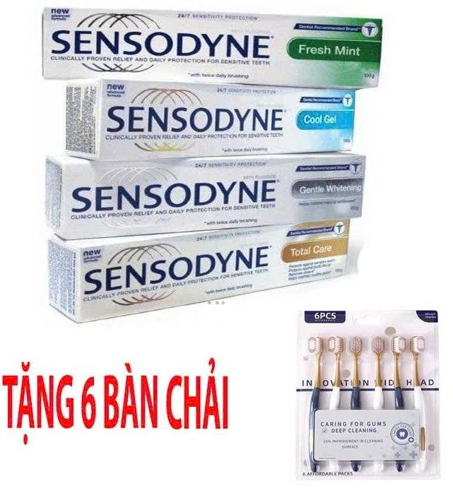 [FREE SHIP] COMBO 5 Tuýp Kem đánh răng Sensodynee - Tặng 6 bàn chải 4
