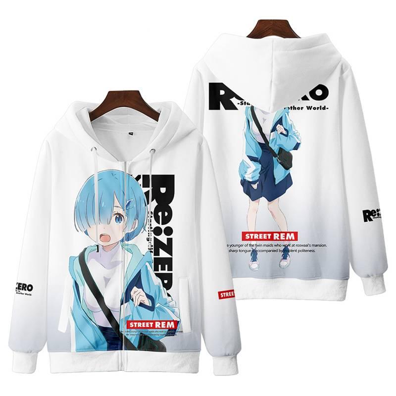 Áo Khoác ZERO Anime, RE, Áo Unisex Rem, Áo Khoác Thời Trang Dài Tay, Áo Mặc Bên Ngoài Dáng Rộng Thường Ngày Ngoại Cỡ
