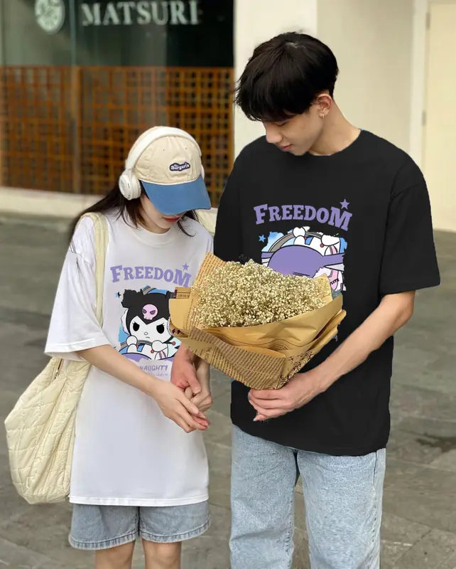 Áo Đôi Nam Nữ Tay Lỡ CD Hải Tặc, Áo Thun Cotton form rộng cổ tròn oversize Unisex style Hàn Hot Trend mùa hè 6