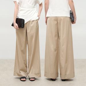 Silk-Cotton Blend Straight Casual Pants