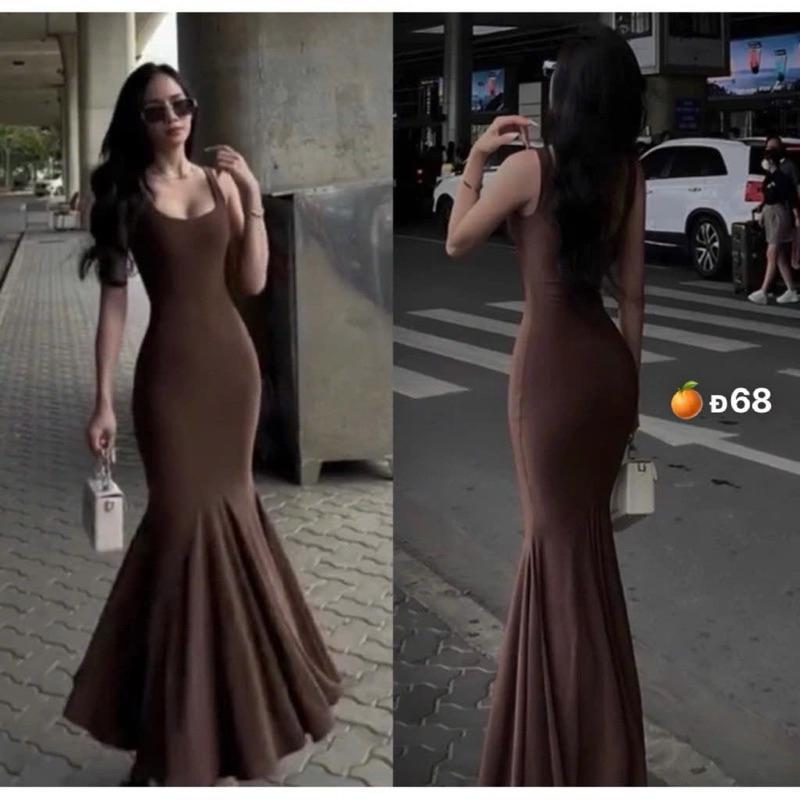 Đầm Maxxi Thun Dẻo Uni Body Dây Bản Dáng Dài Đuôi Cá Xoè Siêu Tôn Dáng - Nữ Women Top 7