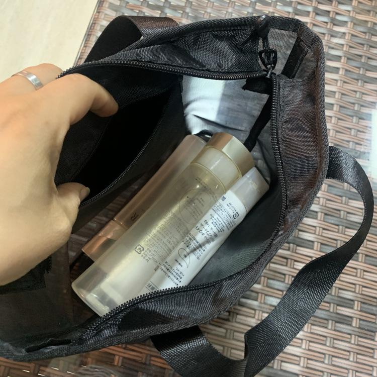 Product Introduction of New Korean Style Is Hollow out See through Mesh Portable Cosmetic Bag Large Capacity Wash Bag for Working Women's Handbag Mom 15