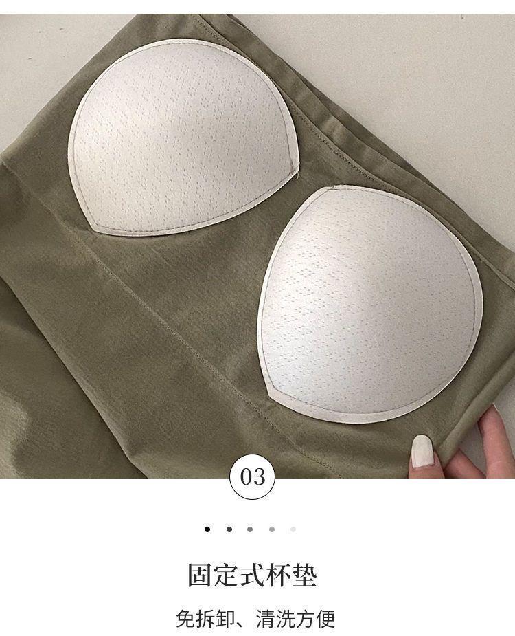 Product Introduction of Seamless Beauty Back Bandeau Camisole Women's Integrated Fixed Chest Pad Inner and Outer Wear Spaghetti Straps Chest Wrap Bottoming Vest Women 19