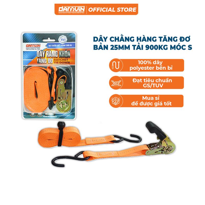 Dây Chằng Tăng Đơ Bản 25mm x 5M Móc S Ràng Xe Máy An Toàn - Hàng Việt Nam Xuất Khẩu