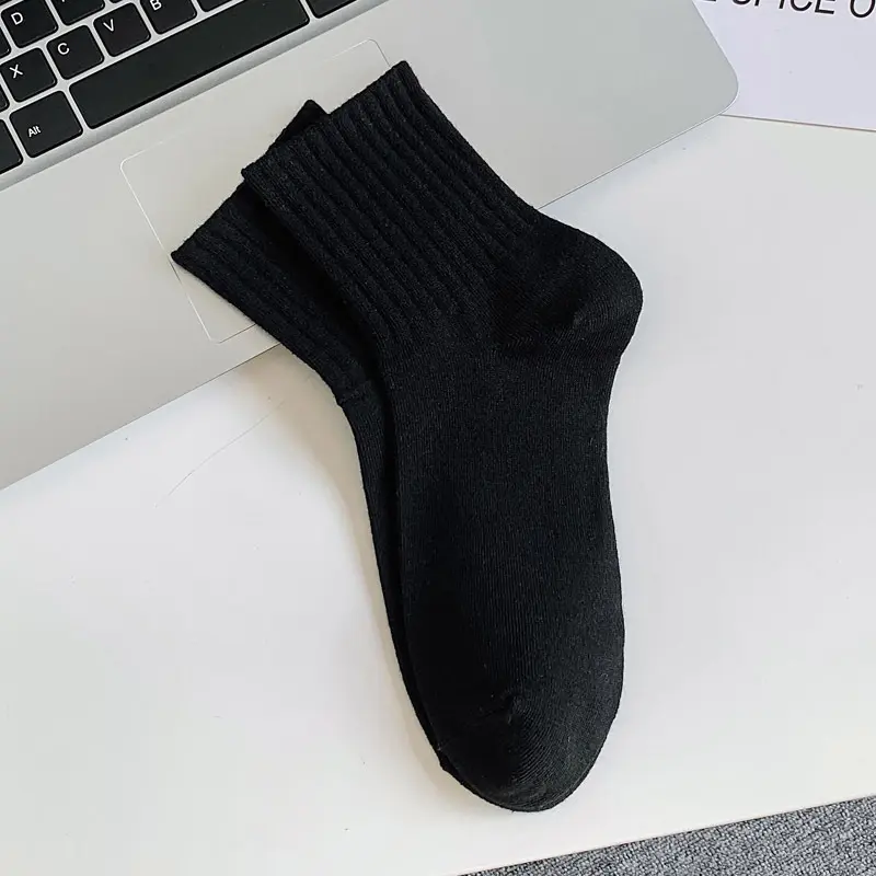 Tất Ngắn Trơn Dành Cho Nữ, Phong Cách Mùa Thu, Chất Liệu Cotton Thoáng Khí, Vớ Ống Giữa Mềm Mại, Vớ Thường Ngày Thích Hợp Cho Bé Gái, Mỏng Và Tươi Mới, 1 Đôi 6