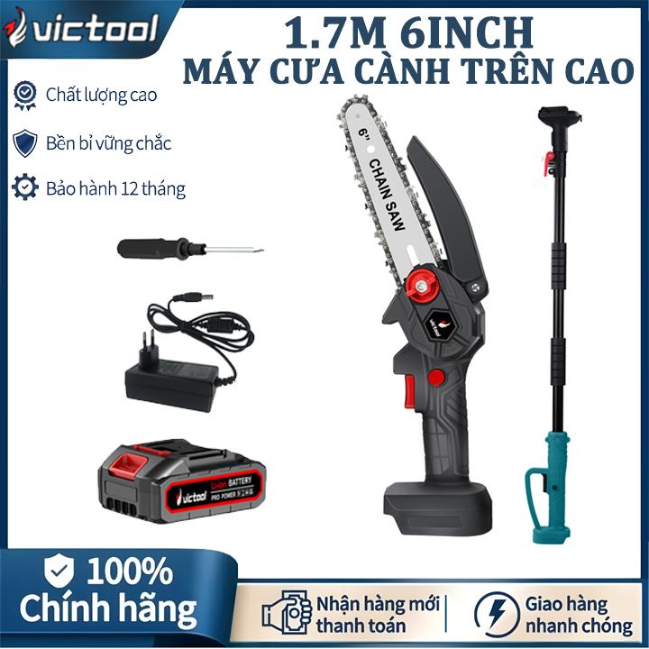 Victool Máy cưa cành trên cao,Máy cắt hàng rào pin,Máy cưa xích cầm tay,Máy cắt tỉa hàng rào cây cảnh,6 inch 2.1m Cưa gỗ cành