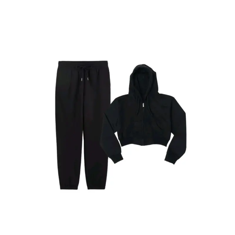 ONE SET HOODIE ZIPPER  CROP+CELANA JOGER SWEATPANTS POLOS Wanita 6