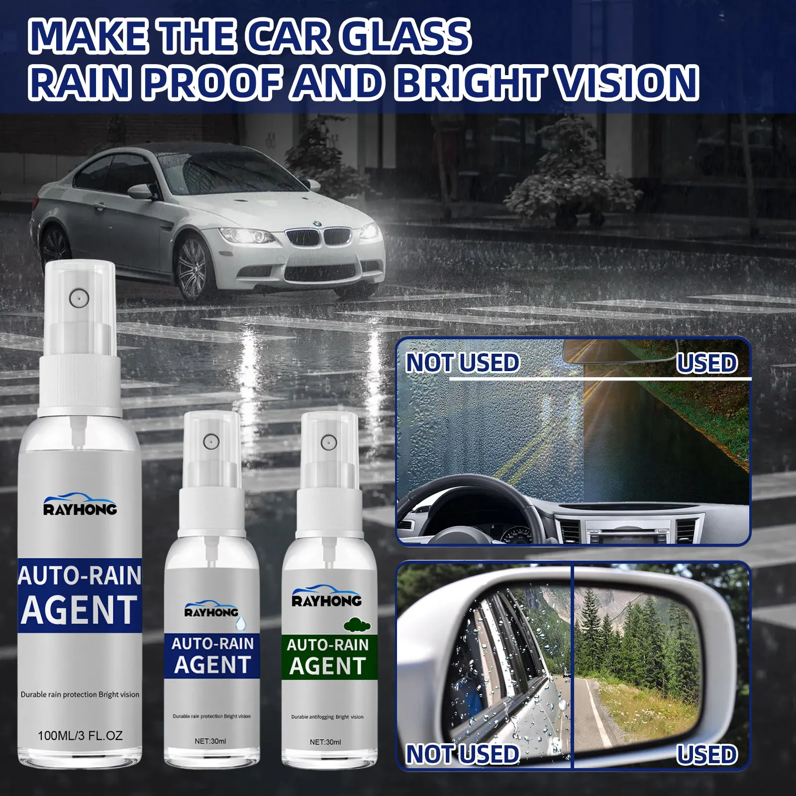 Car Rain Repellent Antifogging Agent Car Windshield Cleaning Rainproof and Fogproof Car Paint Optical Drive Water Coating Agent